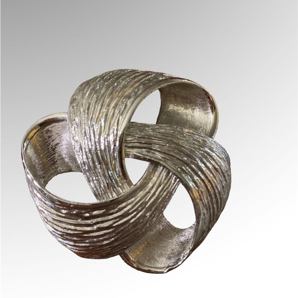 Antique Silvertone ribbon brooch